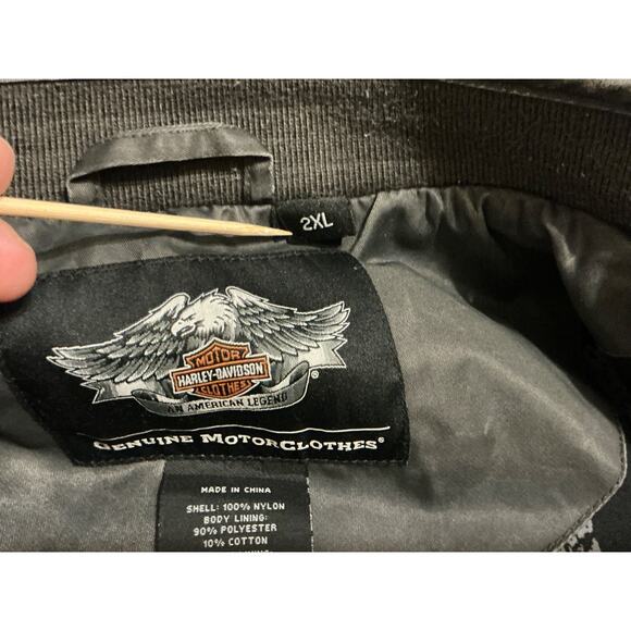 Harley Davidson Grey Riding Jacket Coat Double Zip Nylon Polyester Size 2XL - Picture 8 of 14